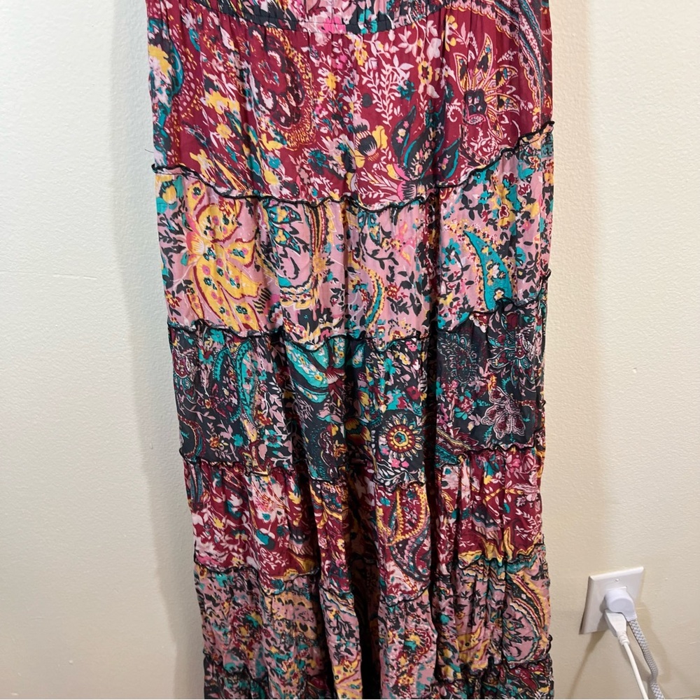 Free People Floral Cascade Maxi Dress Pink Blue Off the Shoulder Small - Picture 5 of 13
